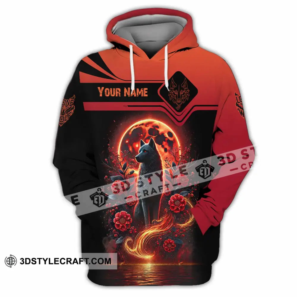Unisex Shirt Custom Name Wolf Lone Hoodie / S T-Shirt