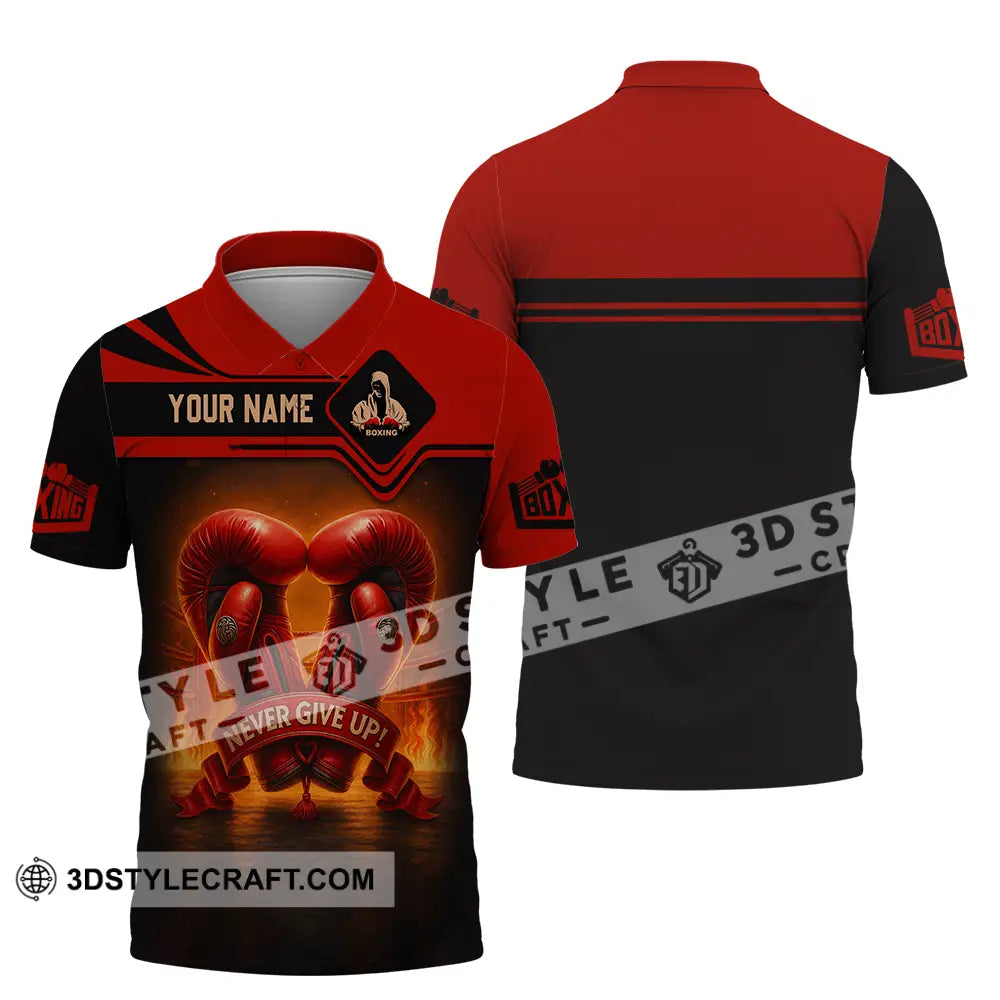 Unisex Shirt - Custom Never Give Up Boxing Shirt Polo Shirt / S T-shirt