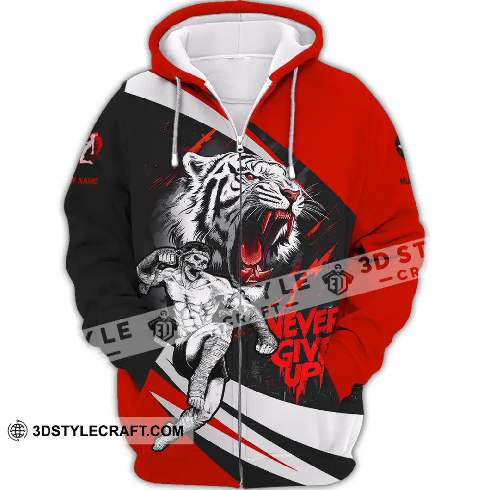 Unisex Shirt - Custom Never Give Up Muay Thai Shirt Zipper Hoodie / S T-shirt