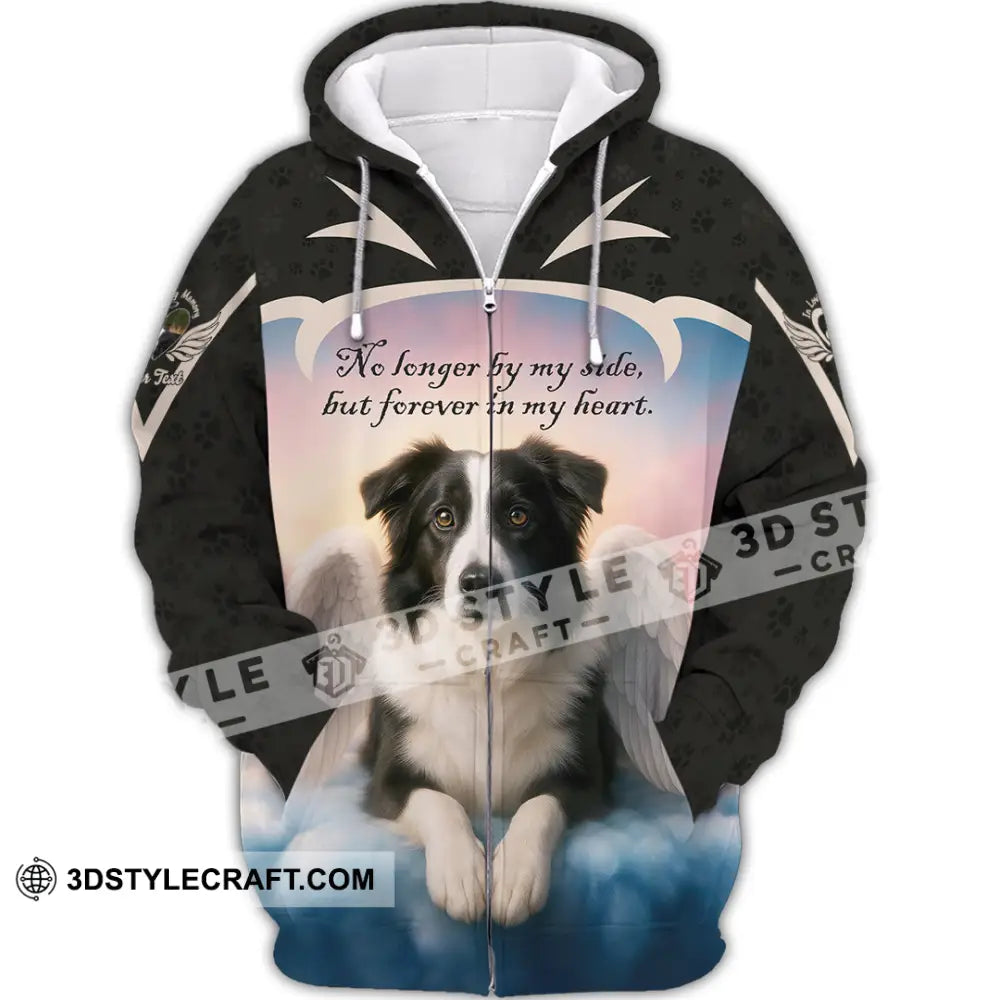 Unisex Shirt - Custom No Long By My Side But Forever In My Heart Border Collie Shirt Zipper Hoodie / S T-shirt