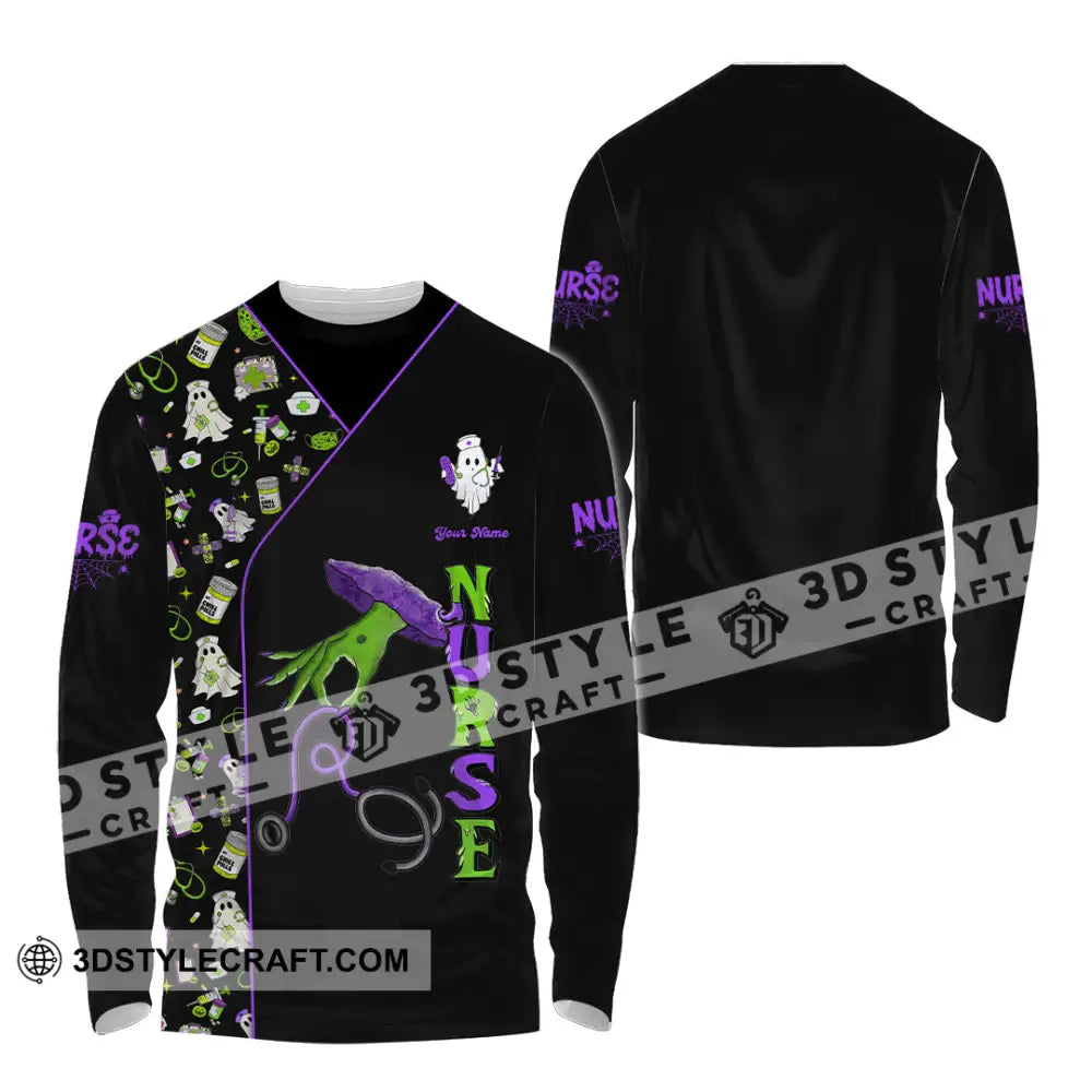 Unisex Shirt - Custom Nurse Halloween Shirt Long Sleeve Shirt / S T-shirt