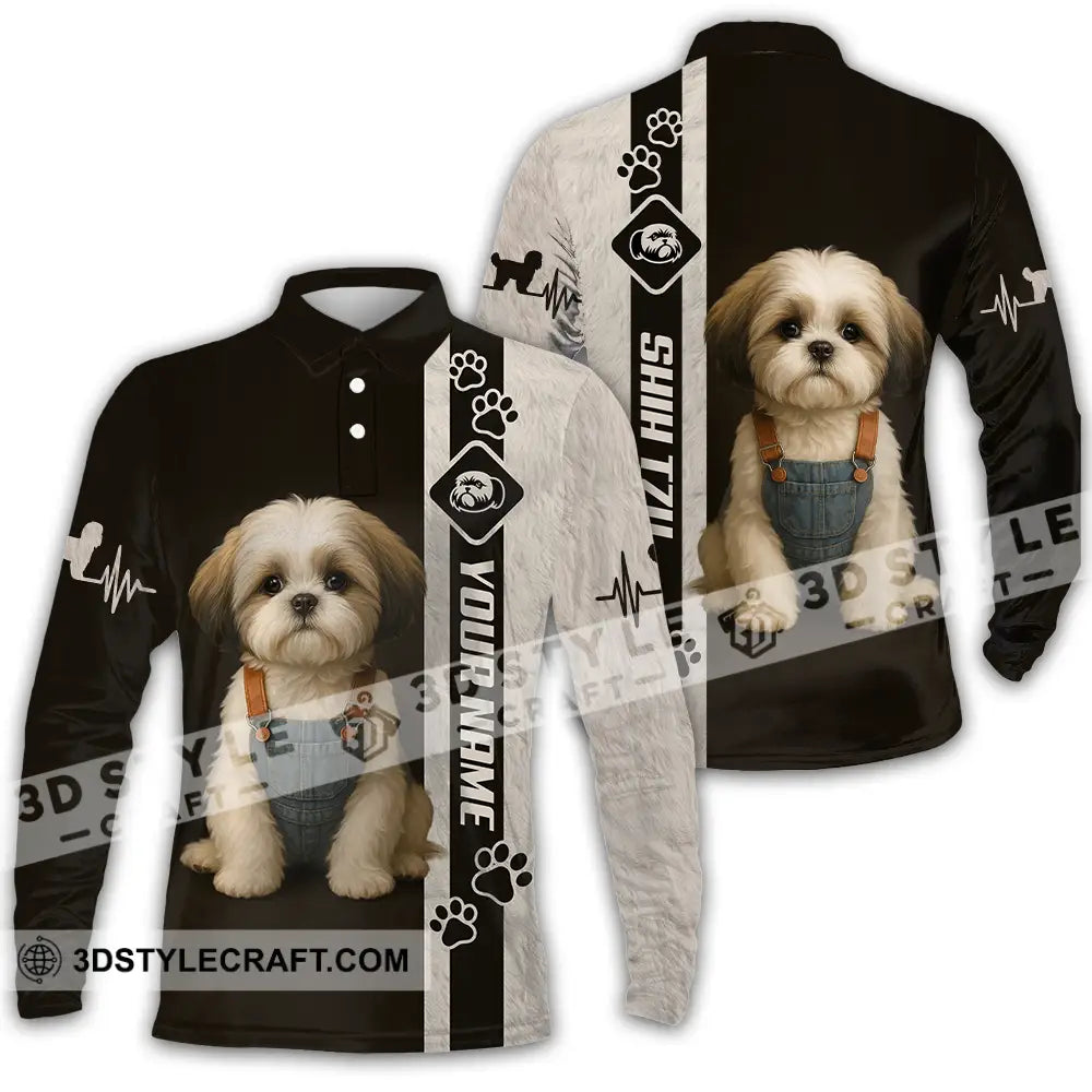 Unisex Shirt - Custom Pet Lover Shih Tzu Shirt Long Sleeve Polo / S T-shirt