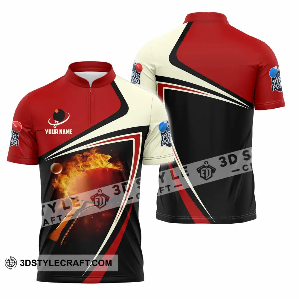 Unisex Shirt - Custom Ping Pong Lover Shirt Zipper Polo Shirt / S T-shirt