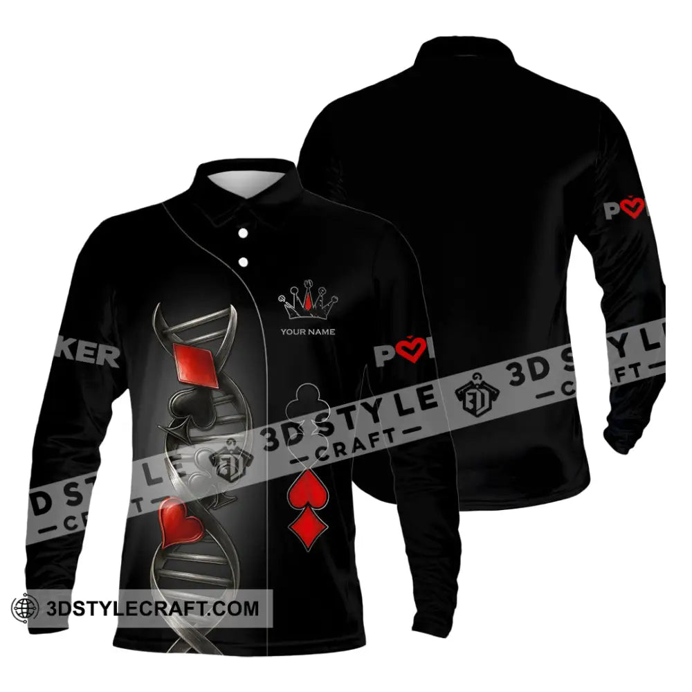 Unisex Shirt - Custom Poker Lover Classic Shirt In My DNA Long Sleeve Polo / S T-shirt