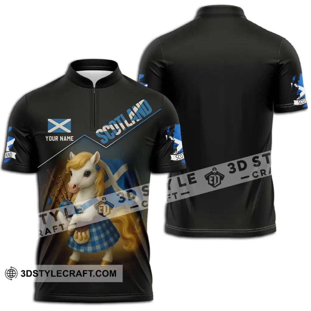 Unisex Shirt - Custom Scotland Shirt Zipper Polo Shirt / S T-shirt