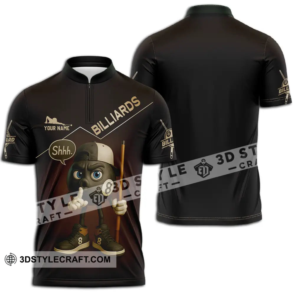 Unisex Shirt - Custom Shhh Billiards Shirt Zipper Polo Shirt / S T-shirt