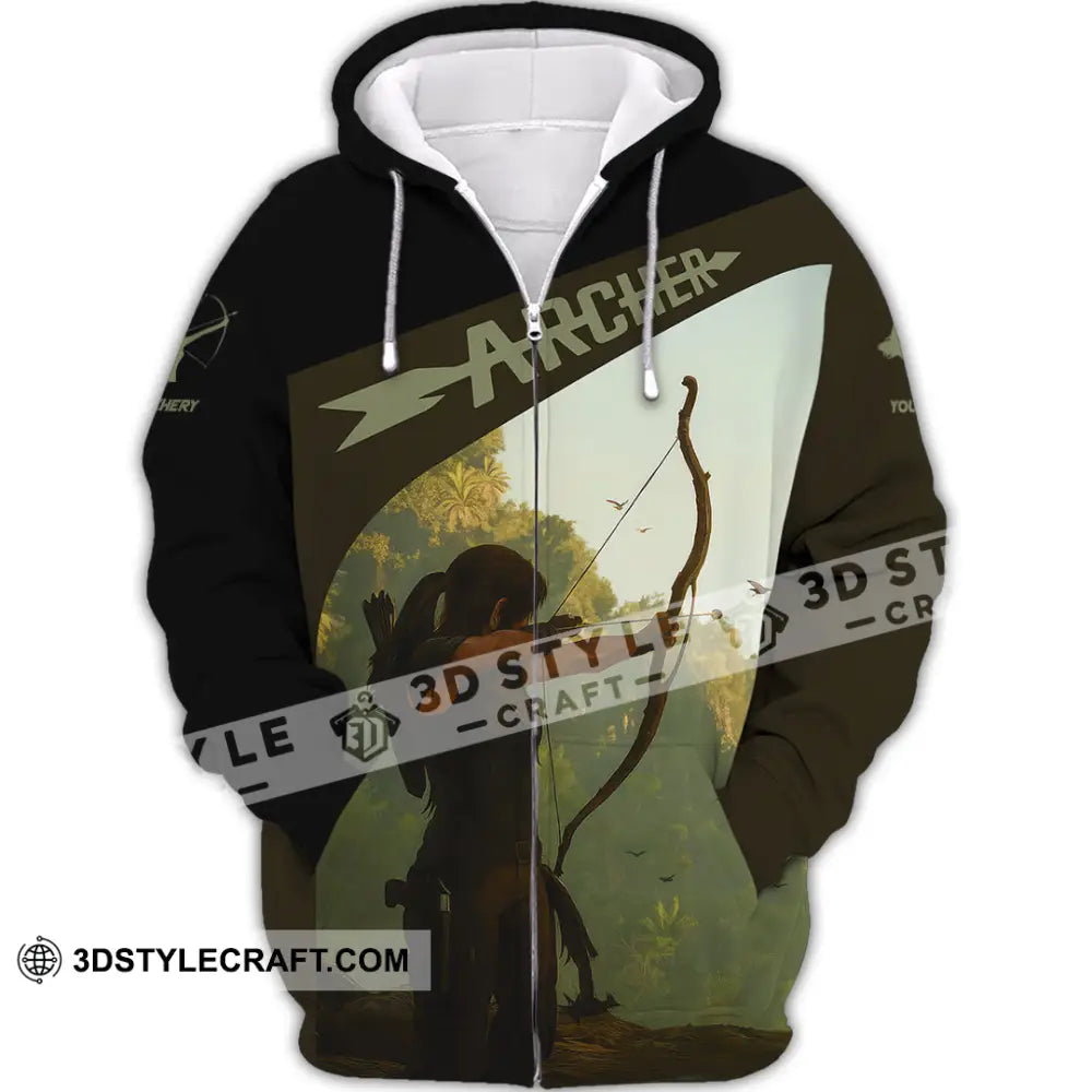 Unisex Shirt - Custom Shooting Archery Player Shirt Zipper Hoodie / S T-shirt