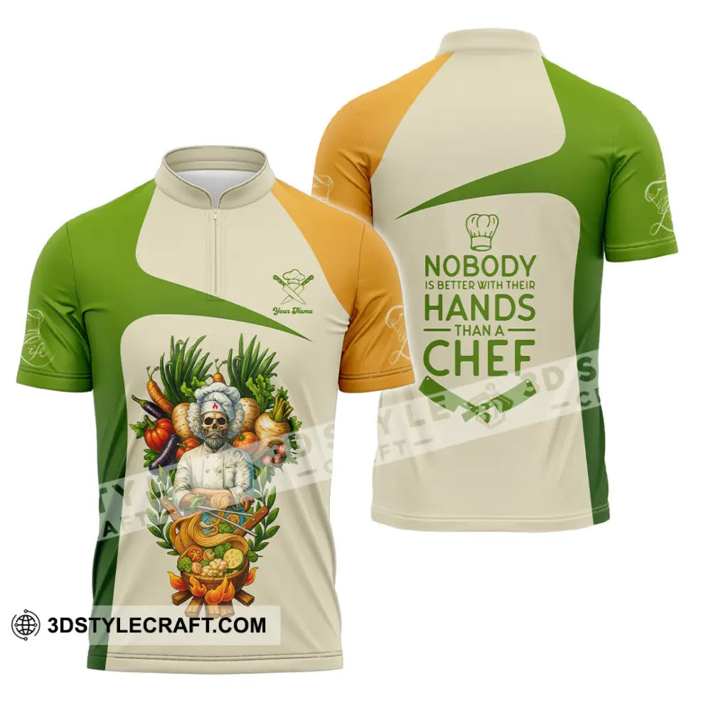 Unisex Shirt - Custom Skeleton Life Of Chef Shirt Zipper Polo Shirt / S T-shirt