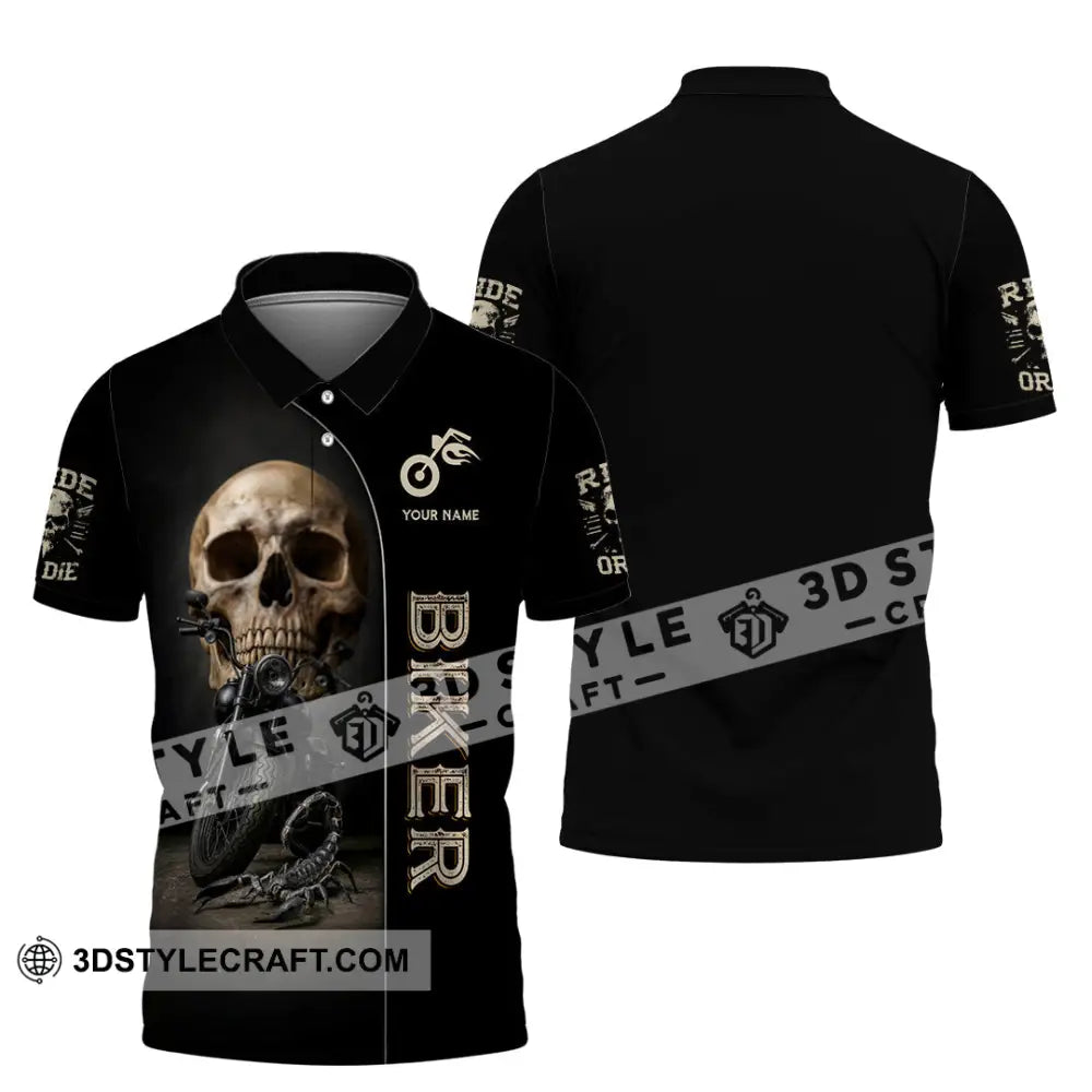 Unisex Shirt - Custom Skull Biker Shirt Polo Shirt / S T-shirt