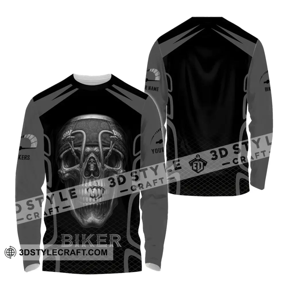 Unisex Shirt - Custom Skull Rider Riding Lover Shirt Long Sleeve Shirt / S T-shirt