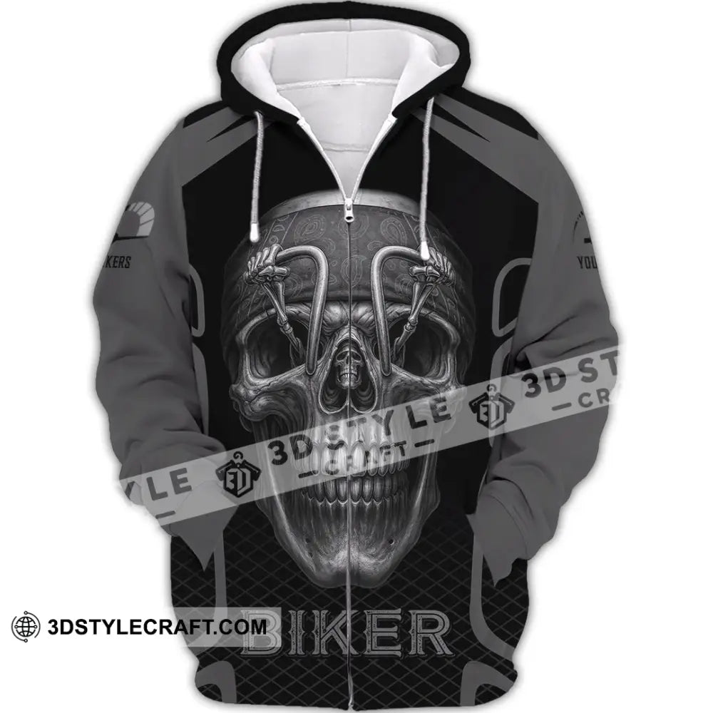 Unisex Shirt - Custom Skull Rider Riding Lover Shirt Zipper Hoodie / S T-shirt