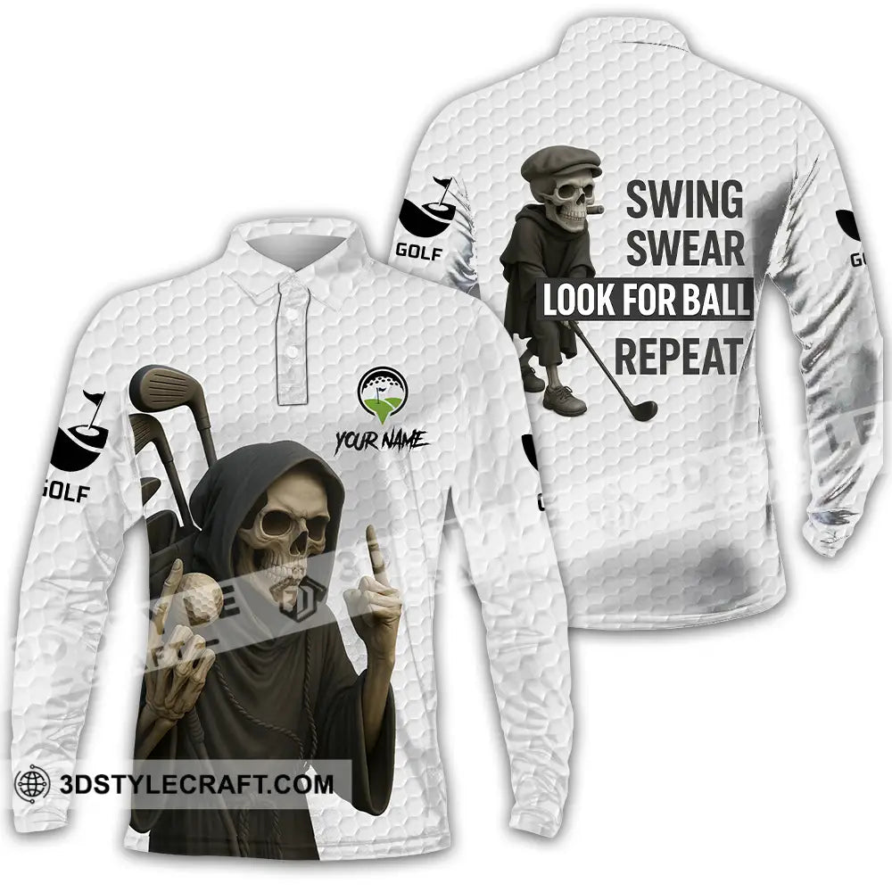 Unisex Shirt - Custom Swing Swear Look For Ball Repeat Shirt Long Sleeve Polo / S T-shirt
