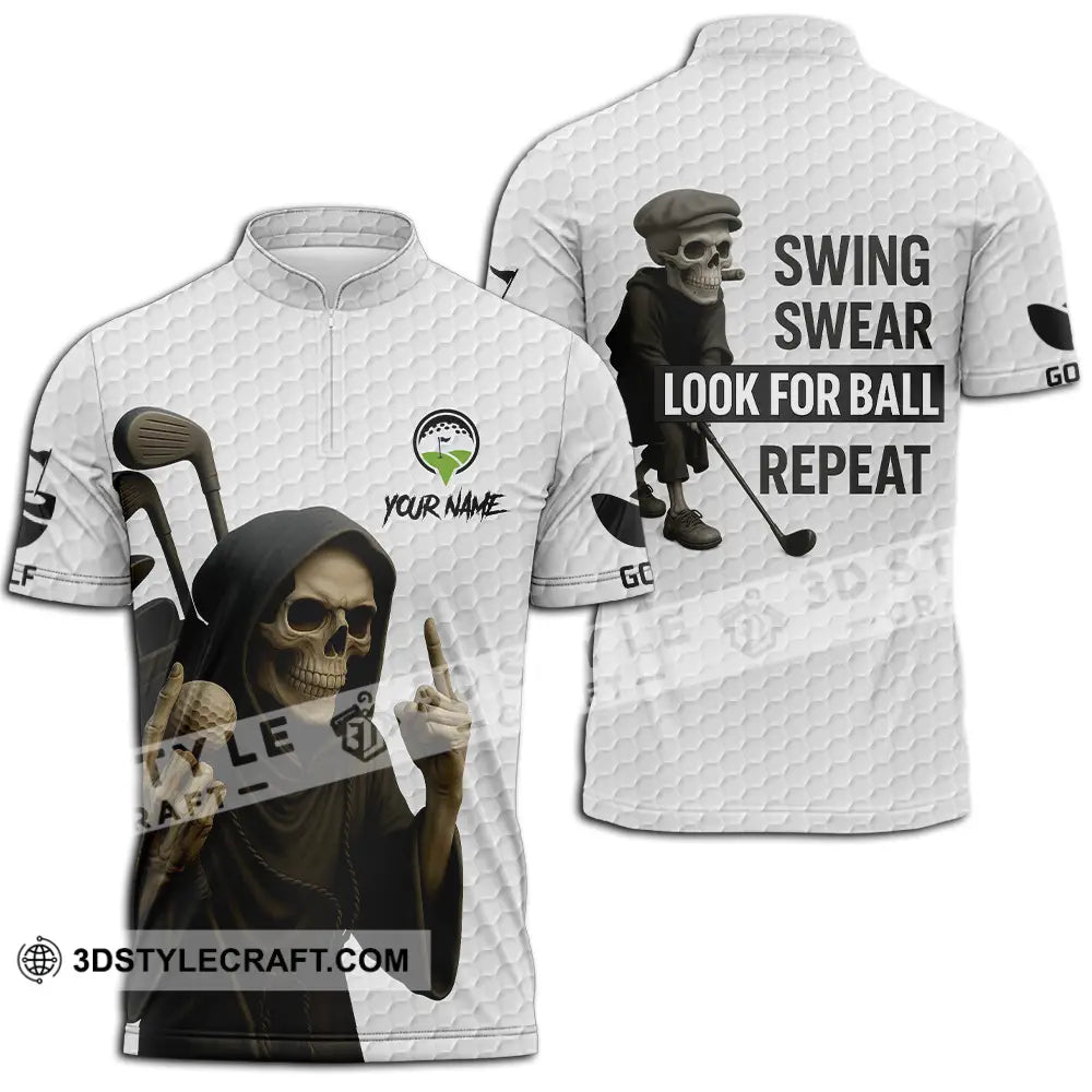 Unisex Shirt - Custom Swing Swear Look For Ball Repeat Shirt Zipper Polo Shirt / S T-shirt