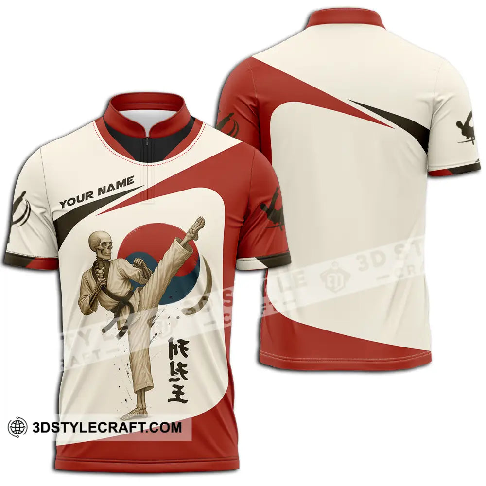 Unisex Shirt - Custom Taekwondo Player Shirt Zipper Polo Shirt / S T-shirt