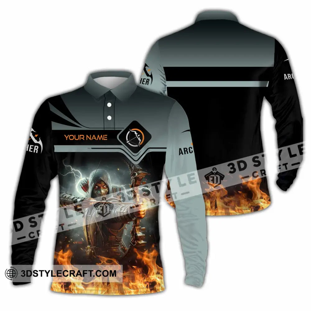 Unisex Shirt - Custom Text Shirt Archery Shirt Long Sleeve Polo / S T-shirt