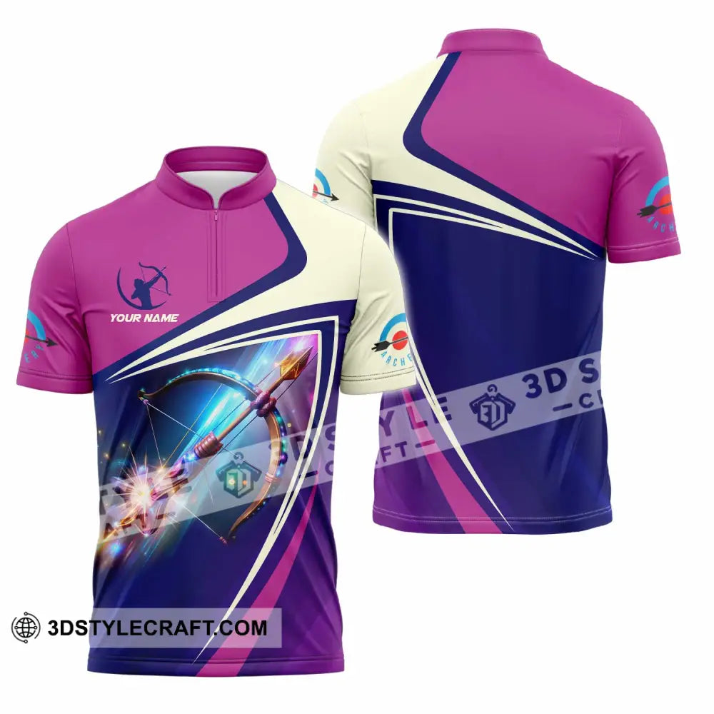 Unisex Shirt - Custom Text Shirt Archery Shirt Zipper Polo Shirt / S T-shirt