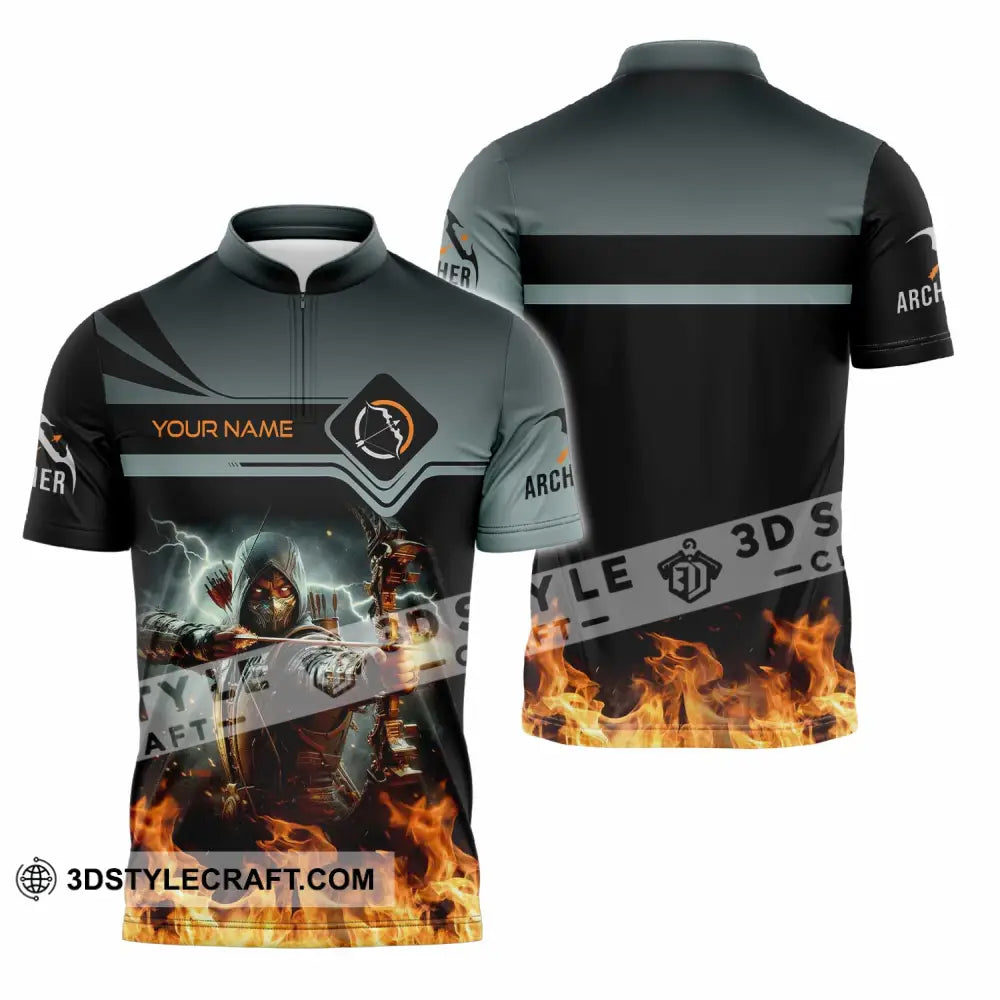 Unisex Shirt - Custom Text Shirt Archery Shirt Zipper Polo Shirt / S T-shirt