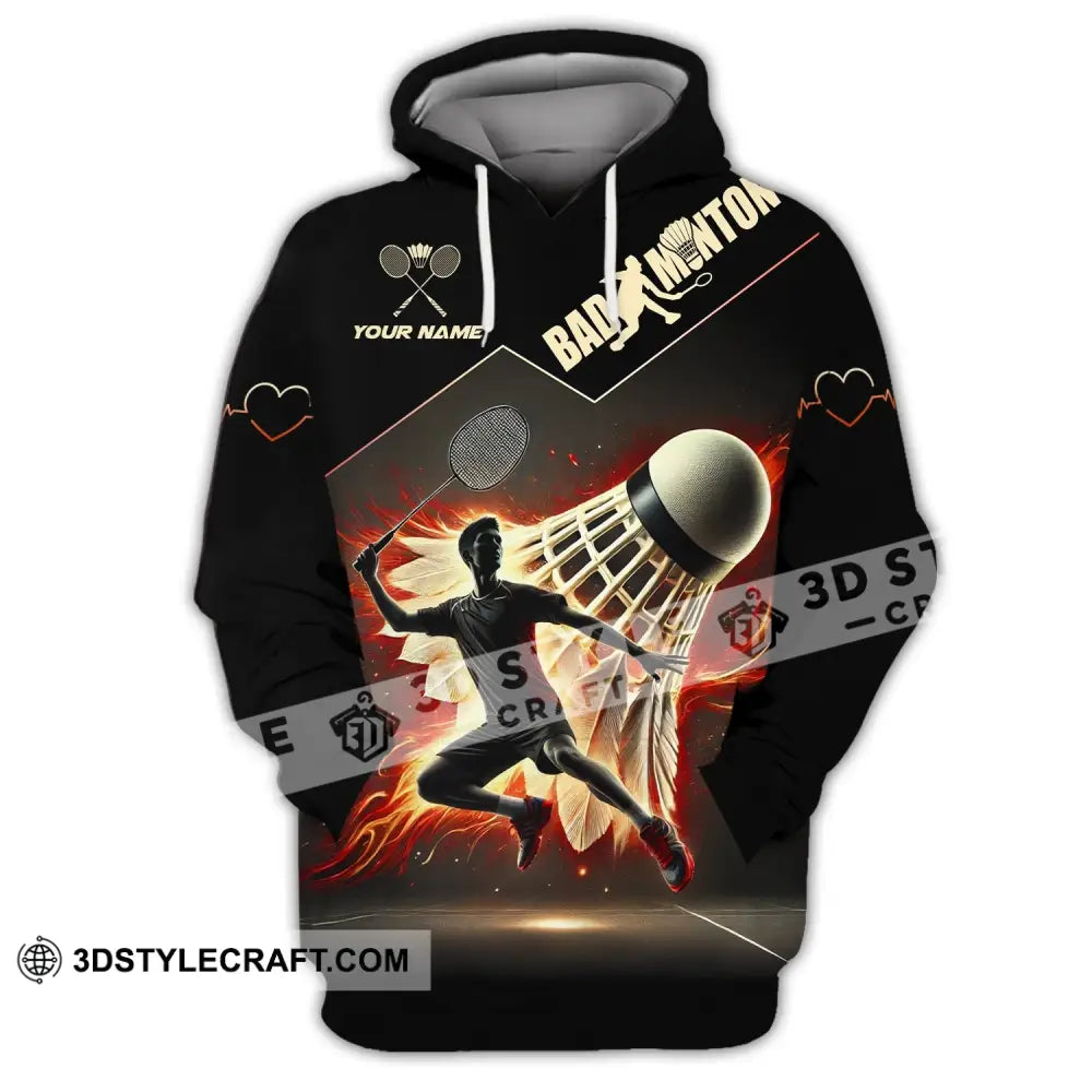 Unisex Shirt - Custom Text Badminton Hoodie / S T-Shirt