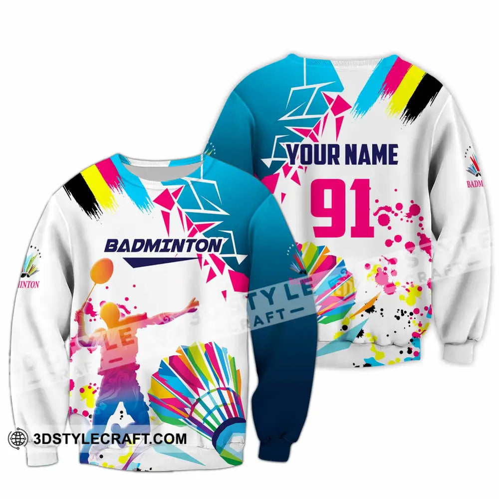 Unisex Shirt - Custom Text Shirt Badminton Long Sleeve / S T-shirt