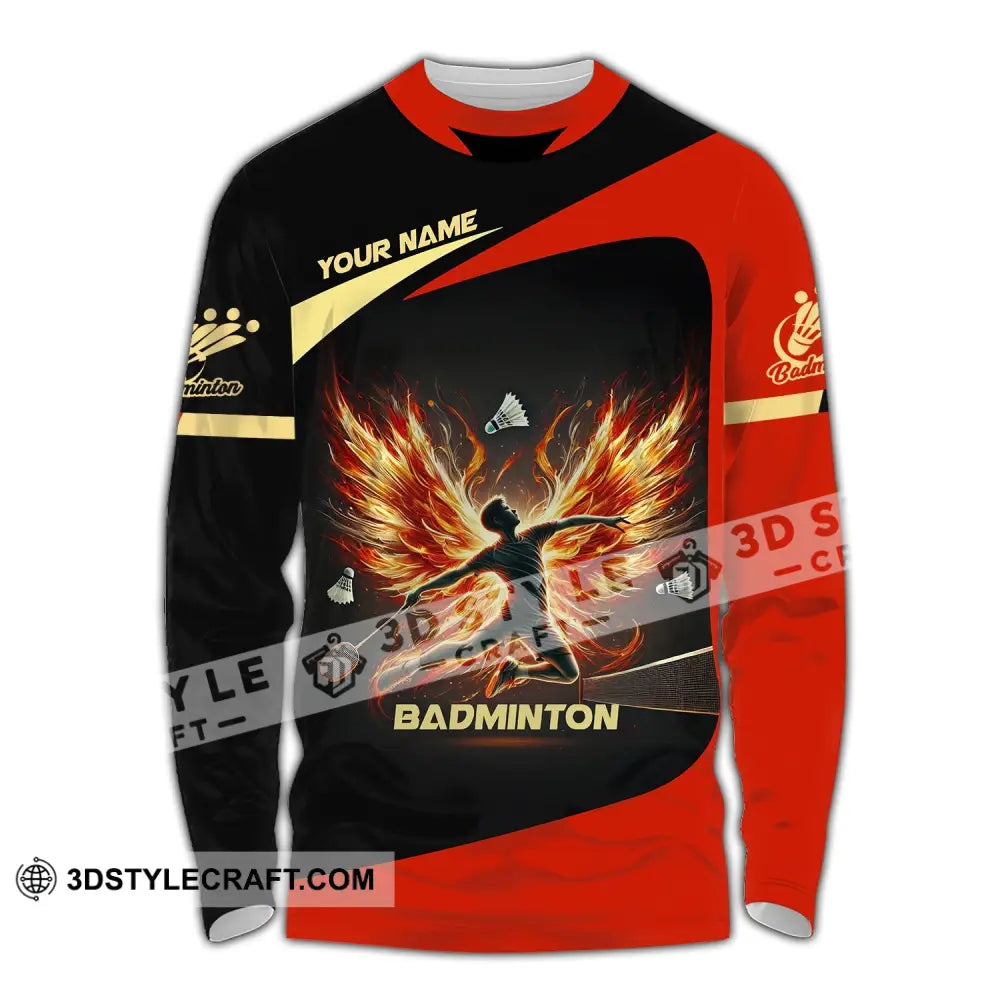 Unisex Shirt - Custom Text Badminton Long Sleeve / S T-Shirt