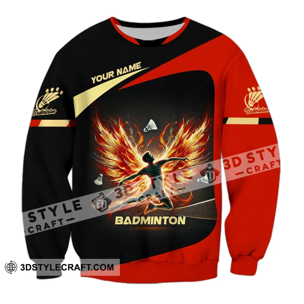 Unisex Shirt - Custom Text Badminton Long Sleeve / S T-Shirt