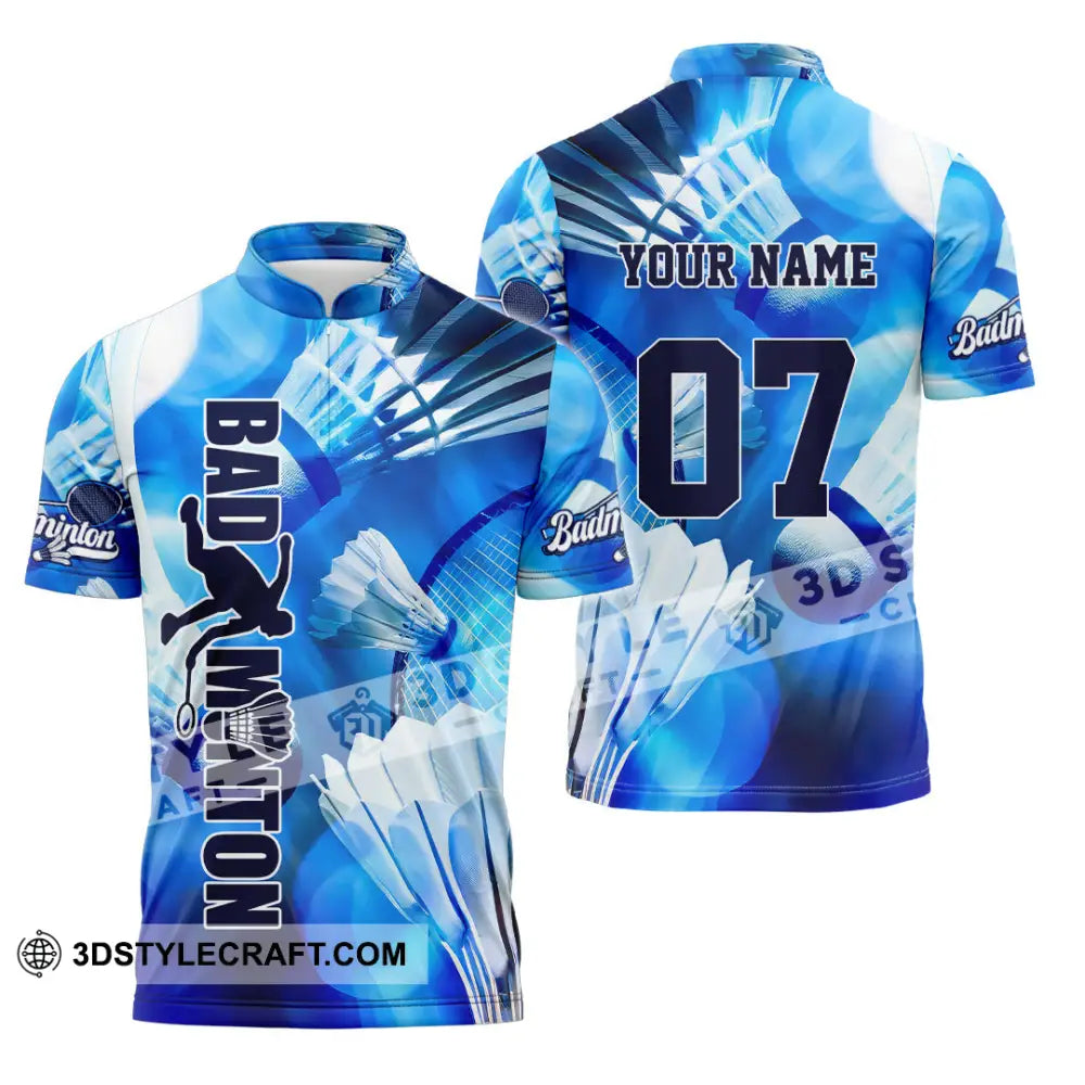Unisex Shirt - Custom Text Shirt Badminton Shirt Zipper Polo Shirt / S T-shirt