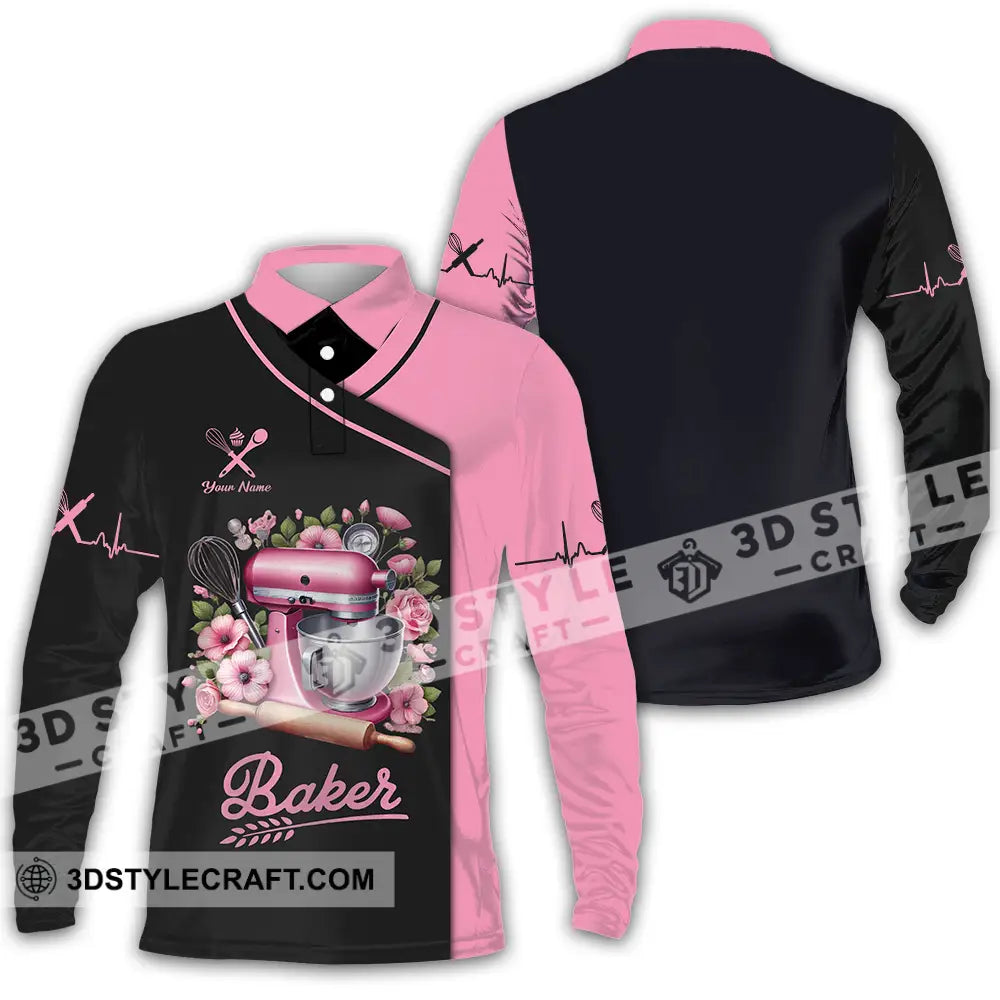 Unisex Shirt - Custom Text Shirt Baker Shirt Long Sleeve Polo / S T-shirt