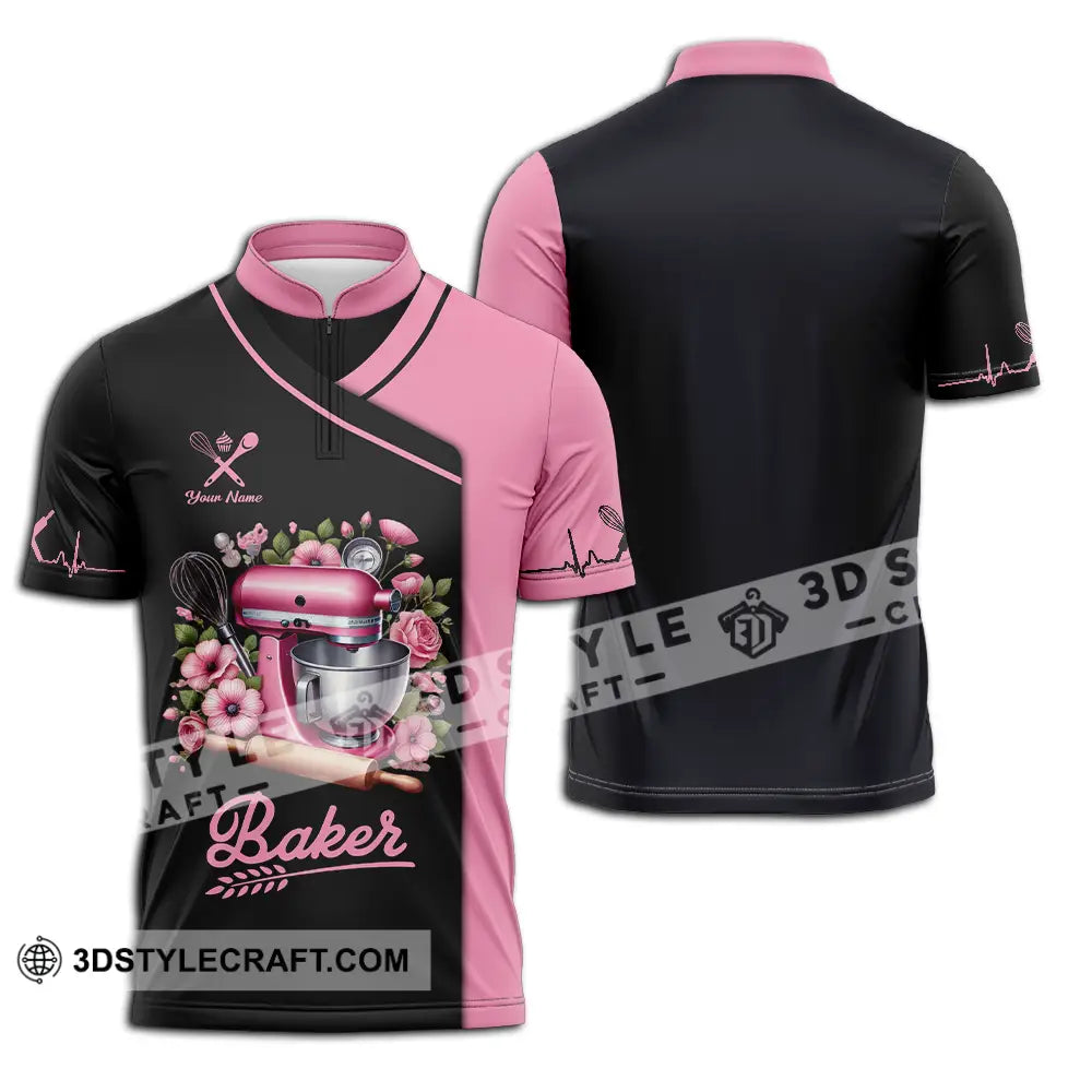 Unisex Shirt - Custom Text Shirt Baker Shirt Zipper Polo Shirt / S T-shirt
