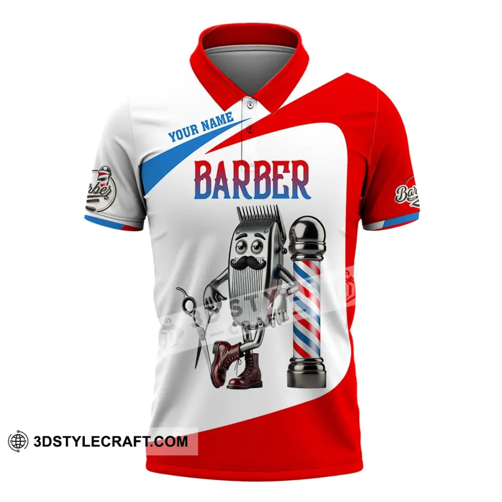Unisex Shirt - Custom Text Barber Polo / S T-Shirt