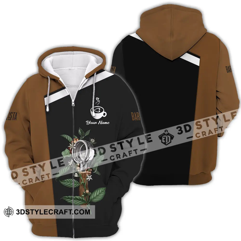 Unisex Shirt - Custom Text Shirt Barista Shirt Zipper Hoodie / S T-shirt