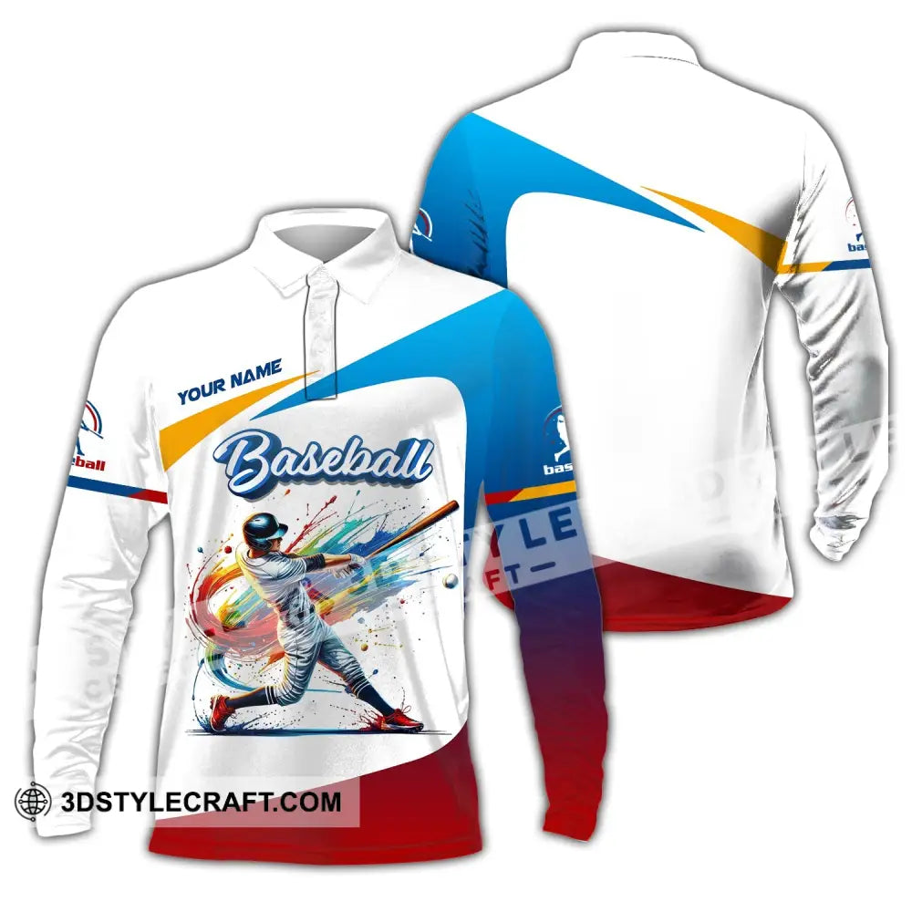 Unisex Shirt - Custom Text Baseball Long Sleeve Polo / S T-Shirt