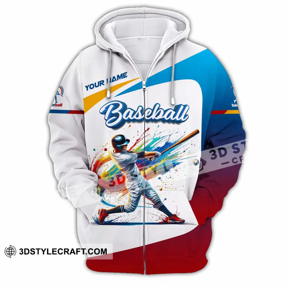 Unisex Shirt - Custom Text Baseball Zipper Hoodie / S T-Shirt