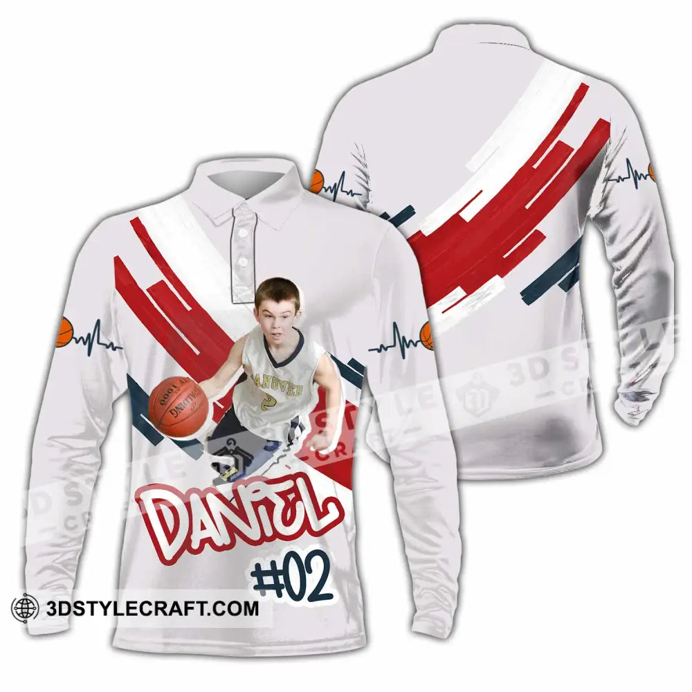 Unisex Shirt - Custom Text Shirt Basketball Shirt Long Sleeve Polo / S T-shirt