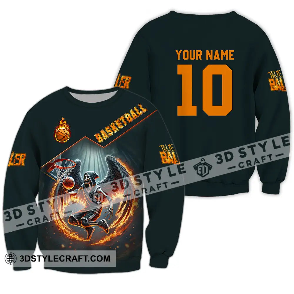 Unisex Shirt - Custom Text Basketball Long Sleeve / S T-Shirt