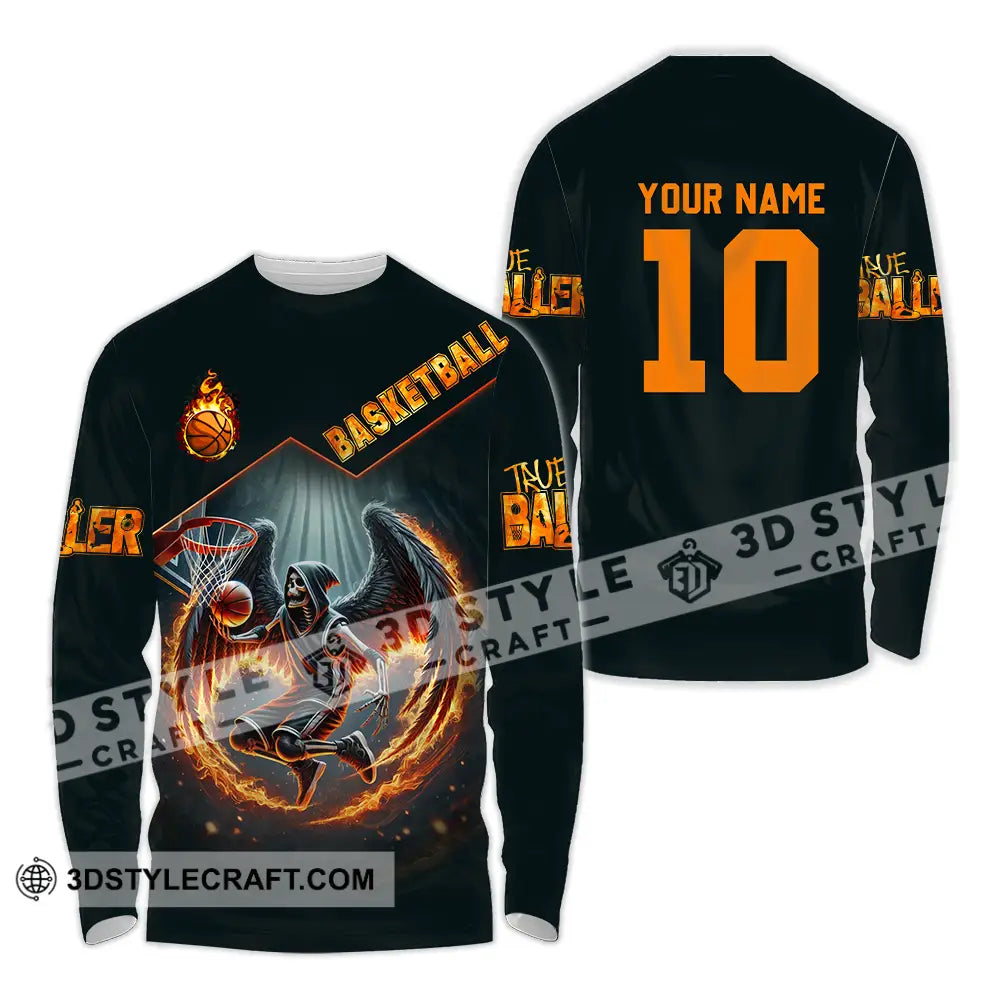 Unisex Shirt - Custom Text Basketball Long Sleeve / S T-Shirt