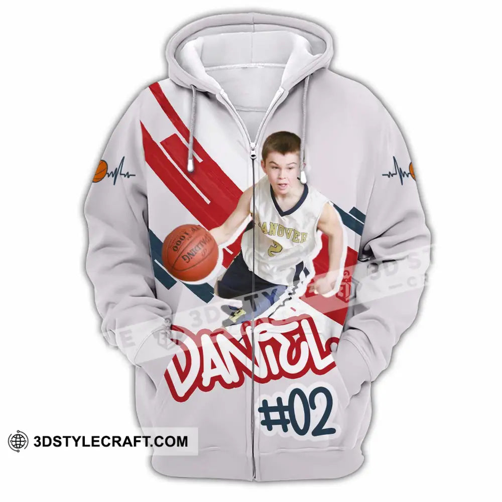 Unisex Shirt - Custom Text Shirt Basketball Shirt Zipper Hoodie / S T-shirt