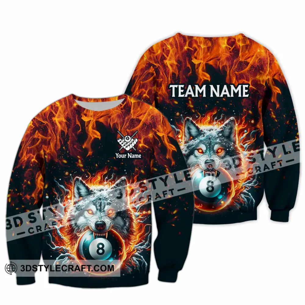 Unisex Shirt - Custom Text Shirt Billiard Wolf Shirt Long Sleeve / S T-shirt