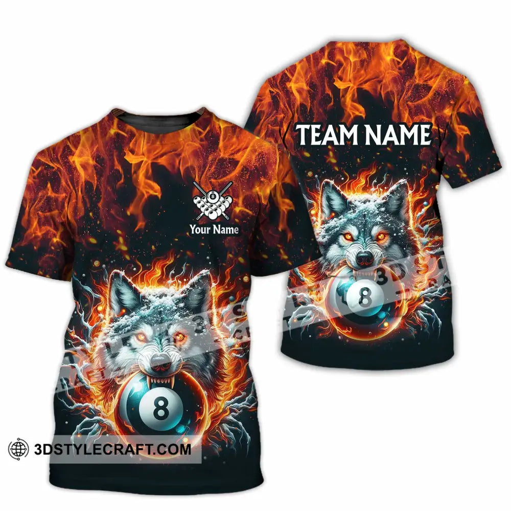Unisex Shirt - Custom Text Shirt Billiard Wolf Shirt T-Shirt / S T-shirt