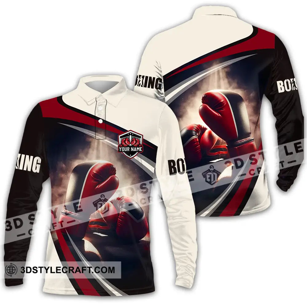 Unisex Shirt - Custom Text Boxing Long Sleeve Polo / S T-Shirt