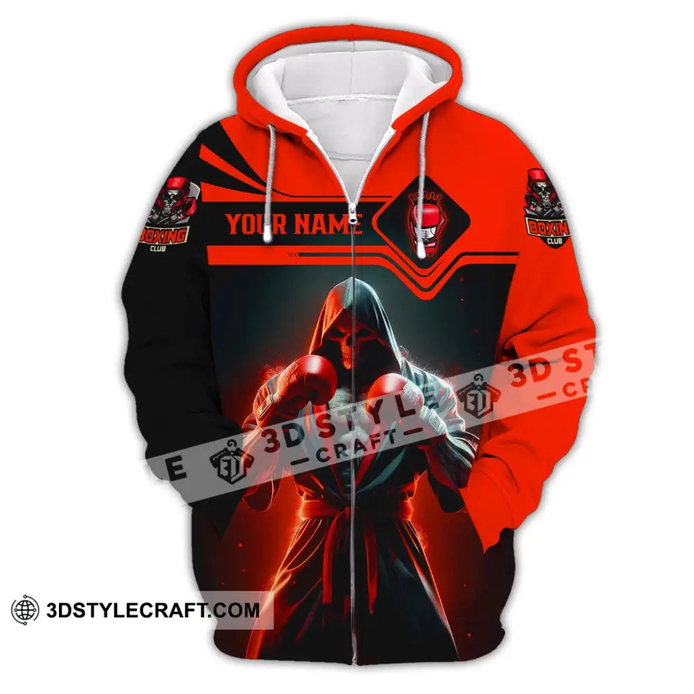 Unisex Shirt - Custom Text Boxing Man Zipper Hoodie / S T-Shirt