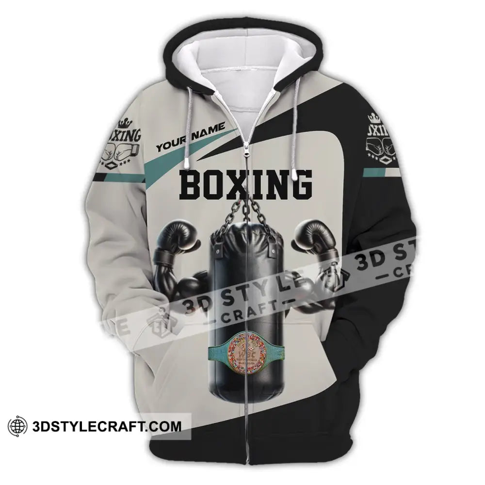 Unisex Shirt - Custom Text Boxing Zipper Hoodie / S T-Shirt