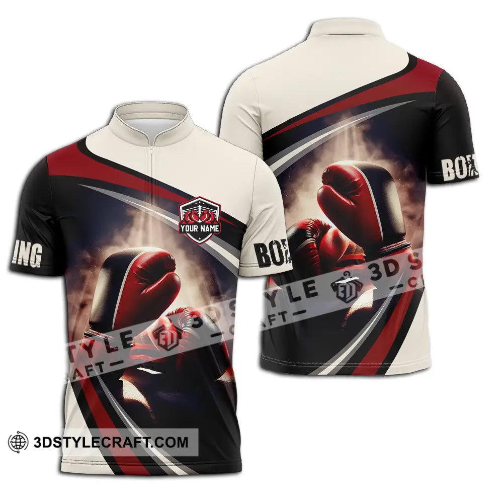 Unisex Shirt - Custom Text Boxing Zipper Polo / S T-Shirt