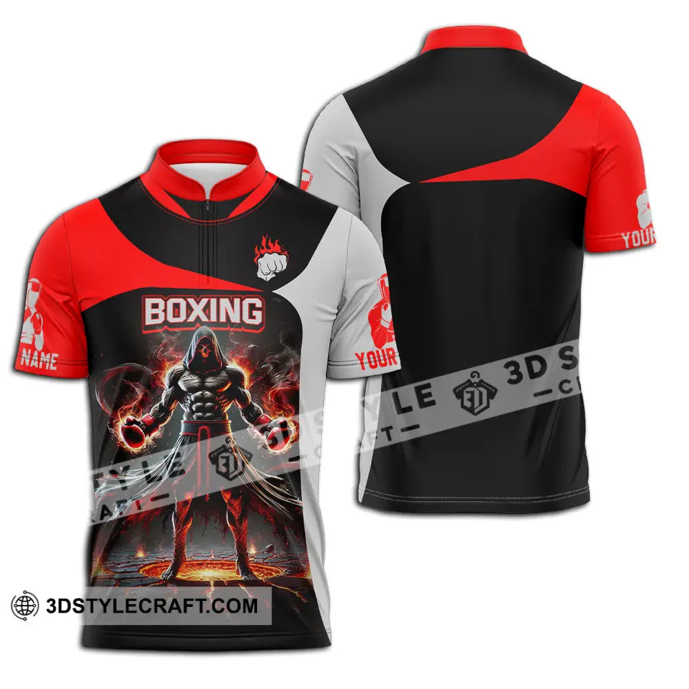 Unisex Shirt - Custom Text Boxing Zipper Polo / S T-Shirt