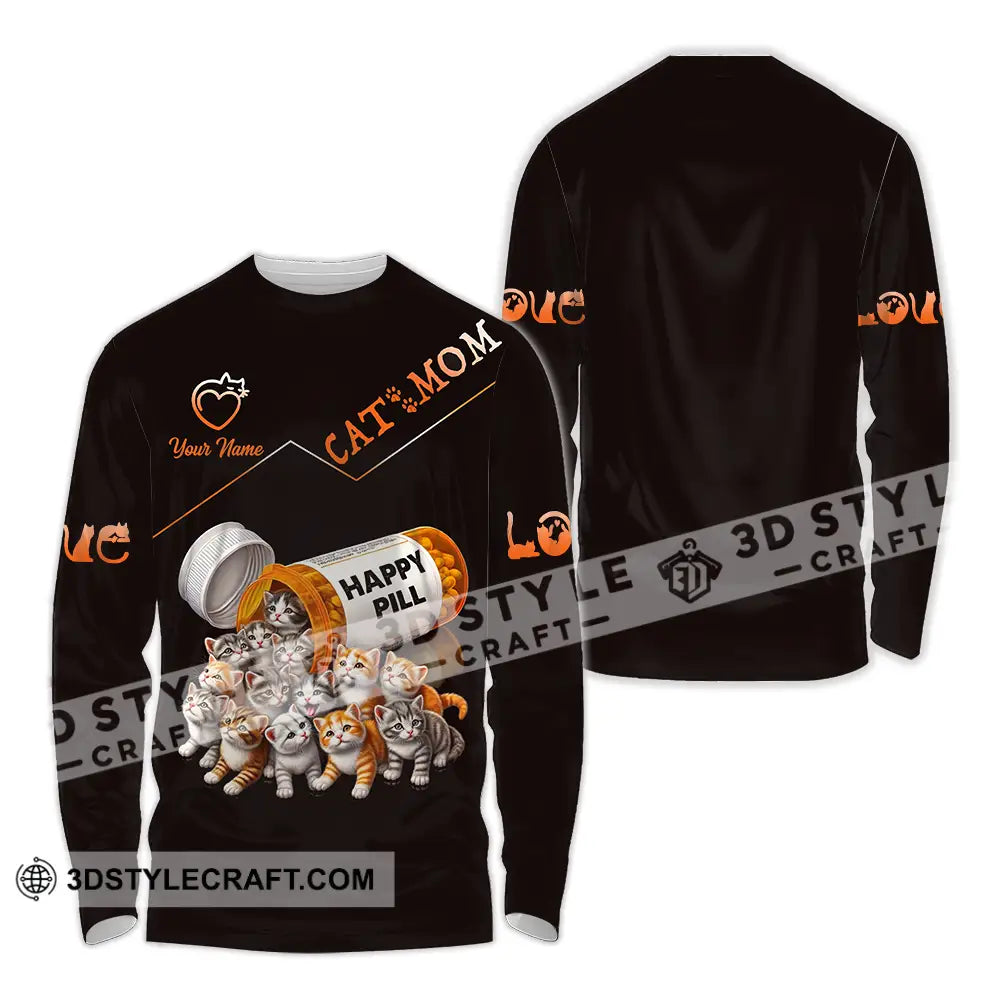 Unisex Shirt - Custom Text Shirt Cat Mom Shirt Long Sleeve Shirt / S T-shirt