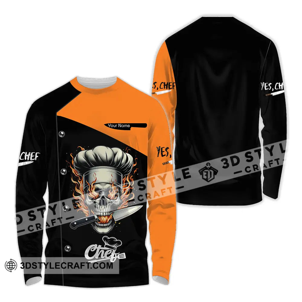 Unisex Shirt - Custom Text Chef Long Sleeve / S T-Shirt