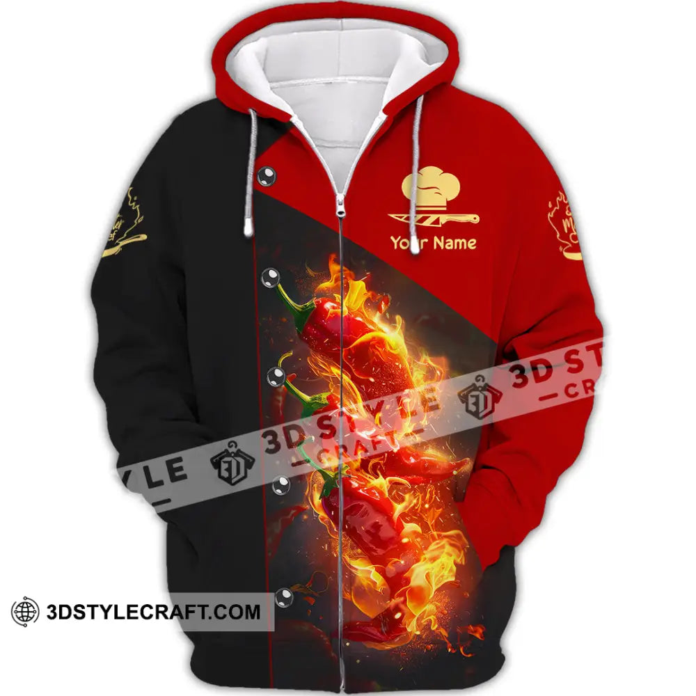 Unisex Shirt - Custom Text Shirt Chef Shirt Zipper Hoodie / S T-shirt
