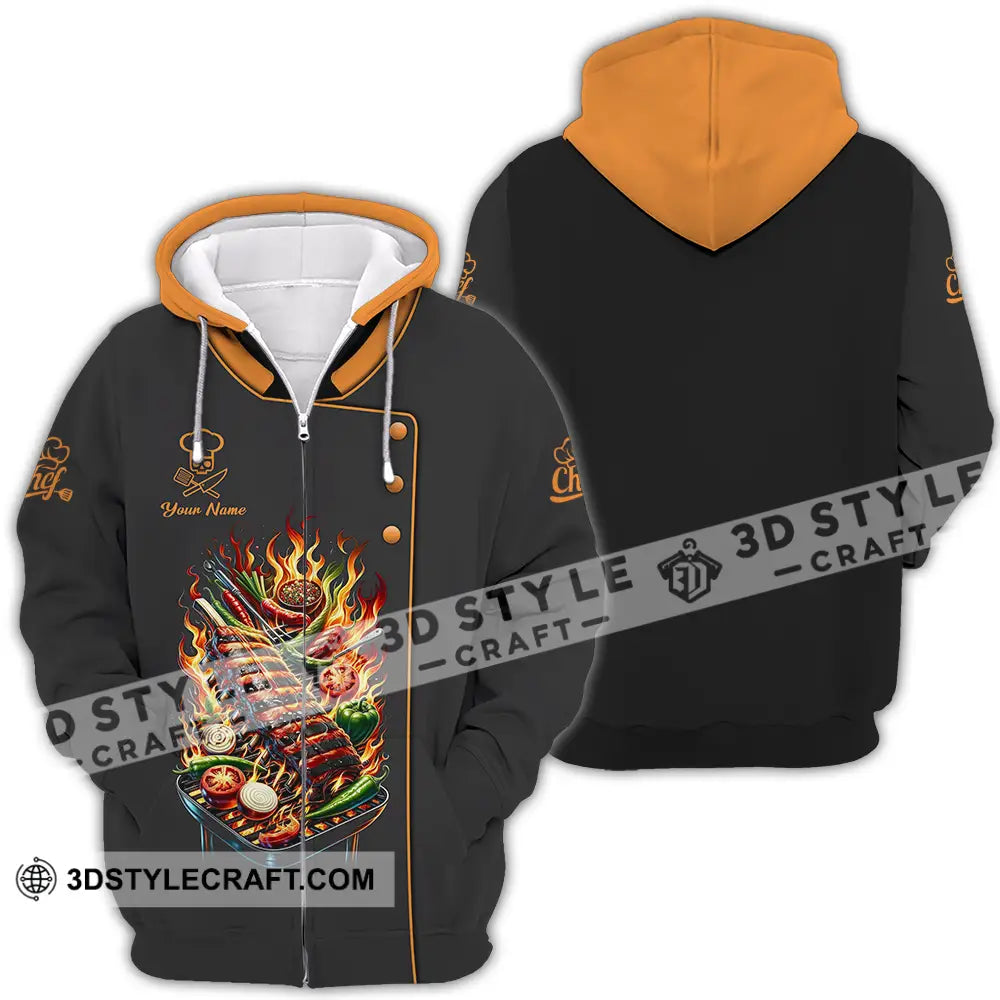 Unisex Shirt - Custom Text Chef Zipper Hoodie / S T-Shirt