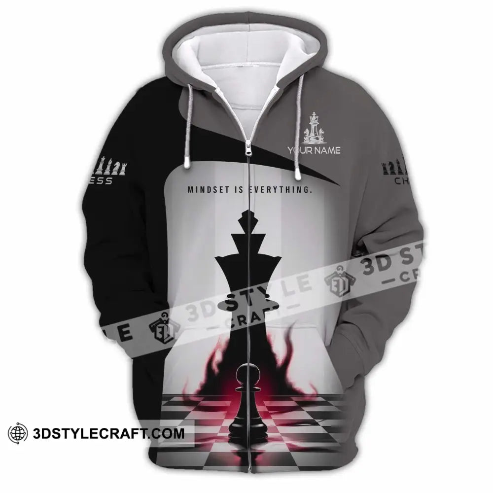 Unisex Shirt - Custom Text Chess Player Shirt Mindset Is Everything Zipper Hoodie / S T-shirt