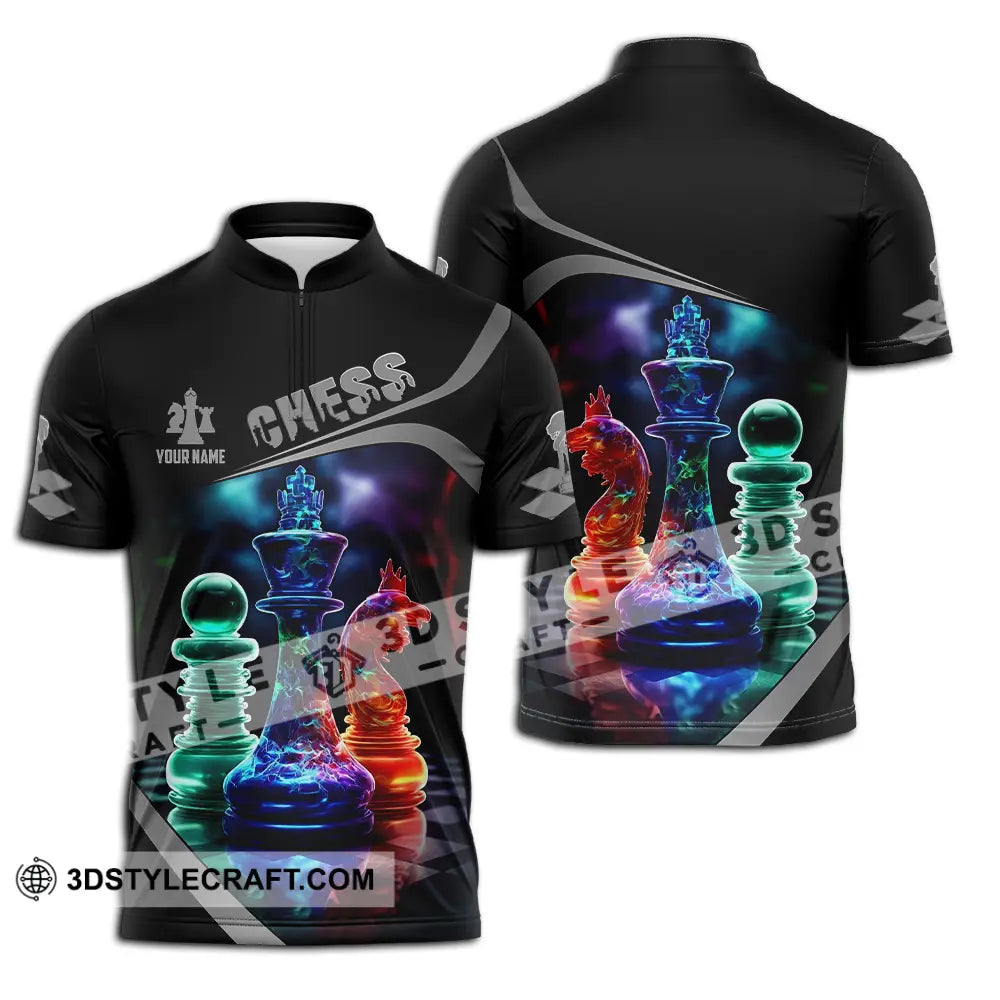 Unisex Shirt - Custom Text Chess Zipper Polo / S T-Shirt