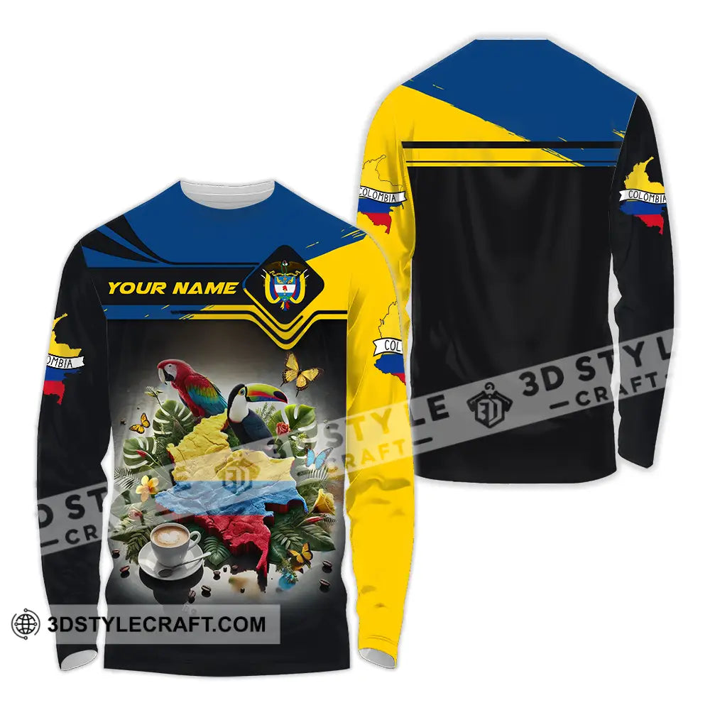 Unisex Shirt - Custom Text Colombia Long Sleeve / S T-Shirt
